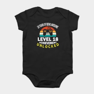 18 Years Of Being Awesome Level 18 Achievement Unlocked Birthday Gamer Son Brother Baby Bodysuit